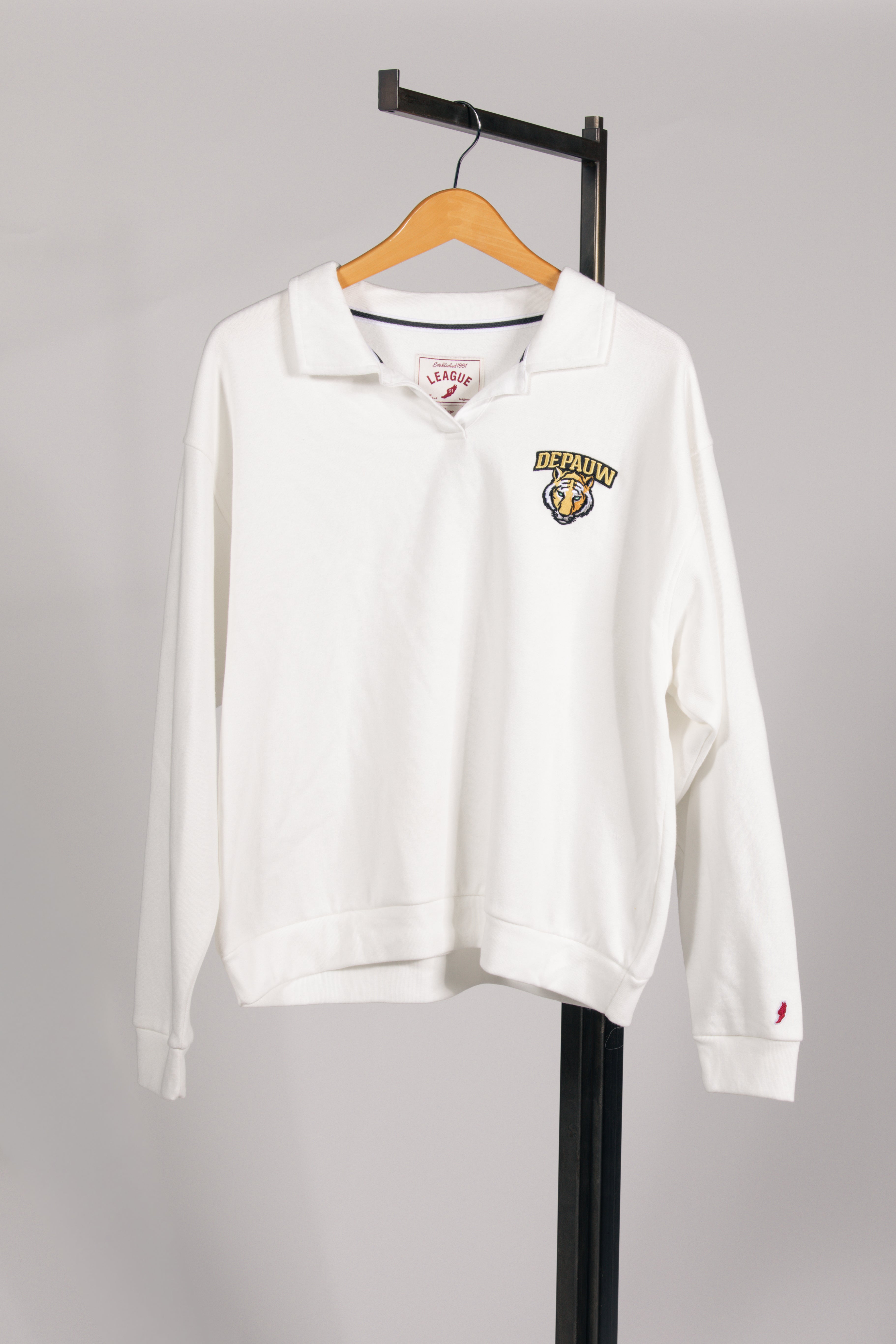 Victory Springs Ladies Collar Pullover Heather Varsity White S