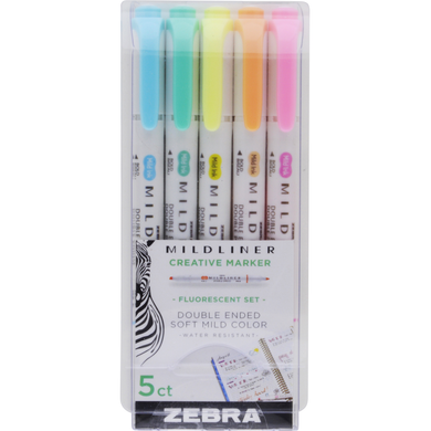 Zebra Mildline Double Ended Highlighter | 5 Pk