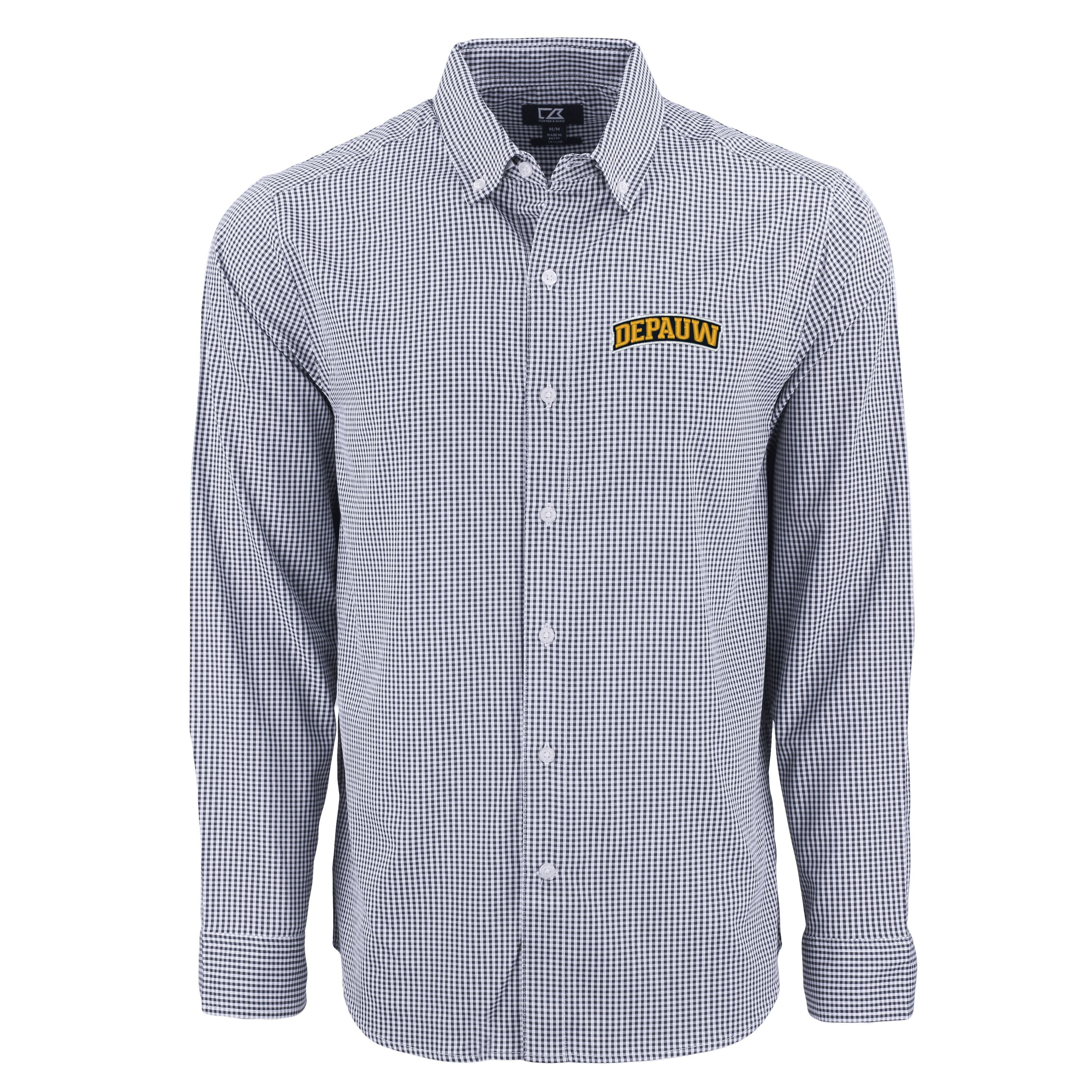Skyline Eco Gingham Big & Tall Long Sleeve Dress Shirt | Black DePauw University Campus Store Skyline Eco Gingham Big & Tall Long Sleeve Dress Shirt | Black DePauw University Campus Store