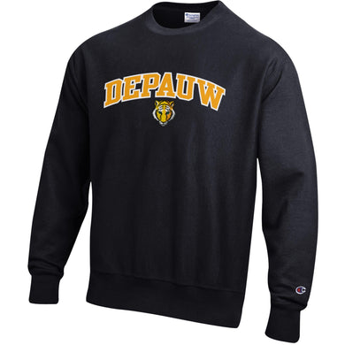 Reverse Weave Applique Crew | Black
