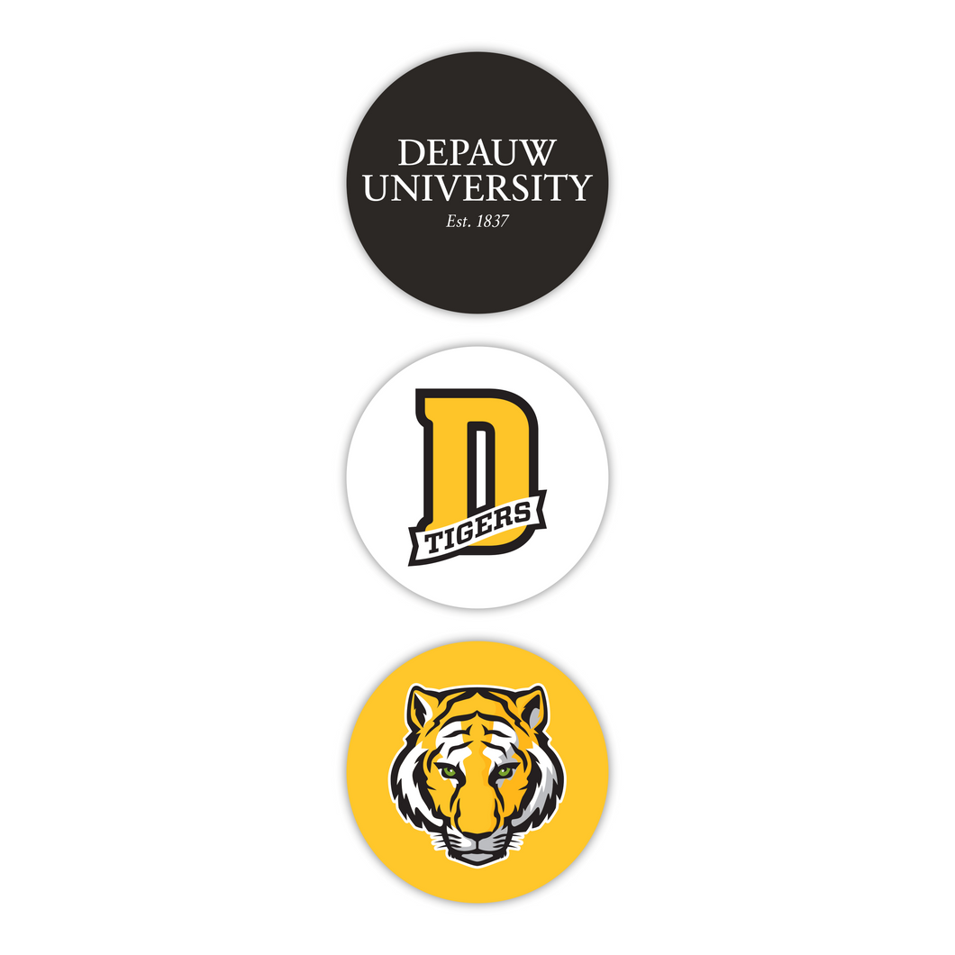 Depauw Small Round Decals | 3PK